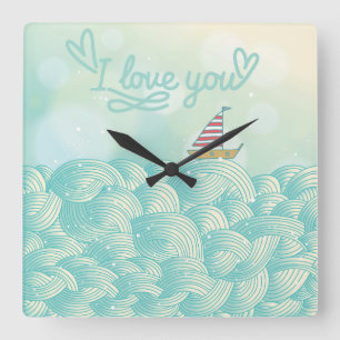 Reloj Cuadrado Te amo velero