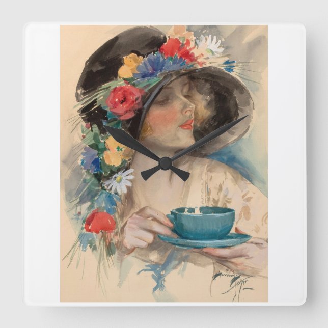 Reloj Cuadrado Té de la tarde (Anverso)