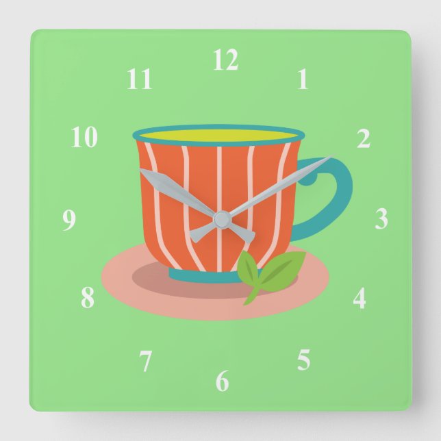 Reloj Cuadrado Té de menta para los amantes del té (Anverso)