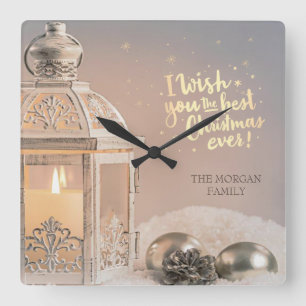 Reloj Cuadrado Te deseo la mejor Navidad, Linterna