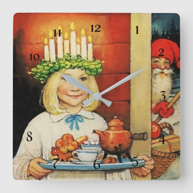 Reloj Cuadrado "Té Navidades" por Jenny Nystrom (Anverso)