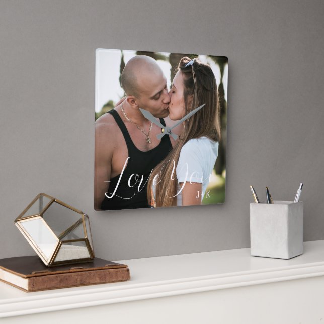 Reloj Cuadrado Te quiero, pareja de amor (Oficina)