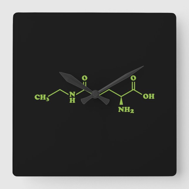 Reloj Cuadrado Tea Theanine Molecular Chemical Formula (Anverso)