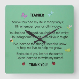 Reloj Cuadrado Teacher, you've touched my life...