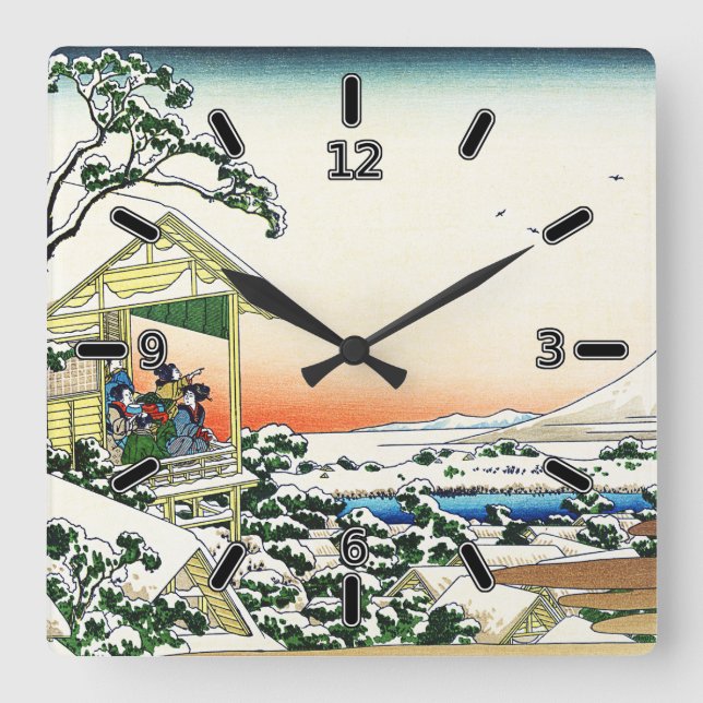 Reloj Cuadrado Teahouse at Koishikawa Tea Clock (With Numbers) (Anverso)