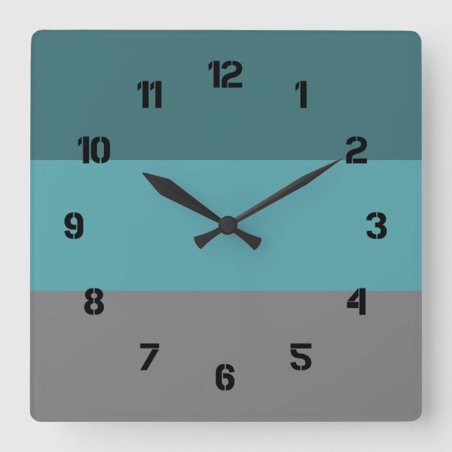 Reloj Cuadrado Teal, Grey Stripes (Anverso)