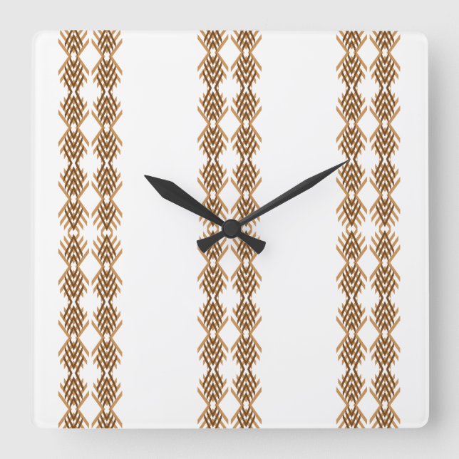 Reloj Cuadrado Tebeb Geometric Weave – Ethiopian Tribal Pattern (Anverso)