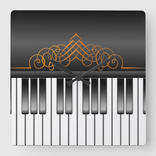 Reloj Cuadrado Teclado de piano (Anverso)