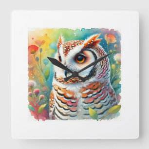 Reloj Cuadrado Tecolote Owl 310724AREF134 - Watercolor