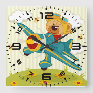 Reloj Cuadrado Teddy Bear Pilot