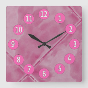 Reloj Cuadrado Tejas rosadas dulces con los dígitos blancos