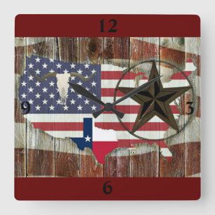 Reloj Cuadrado Tejas solitarias y rusas: Cuerno largo de Texas