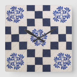 Reloj Cuadrado Tejido azul y blanco