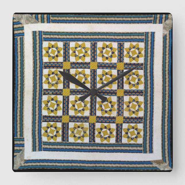 Reloj Cuadrado Tejido de girasol (Anverso)