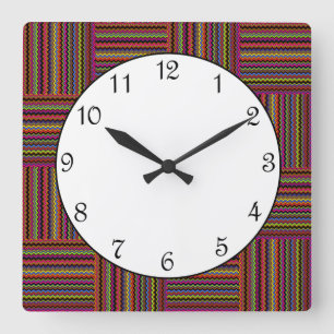 Reloj Cuadrado Tejido de Raya Zig Zag