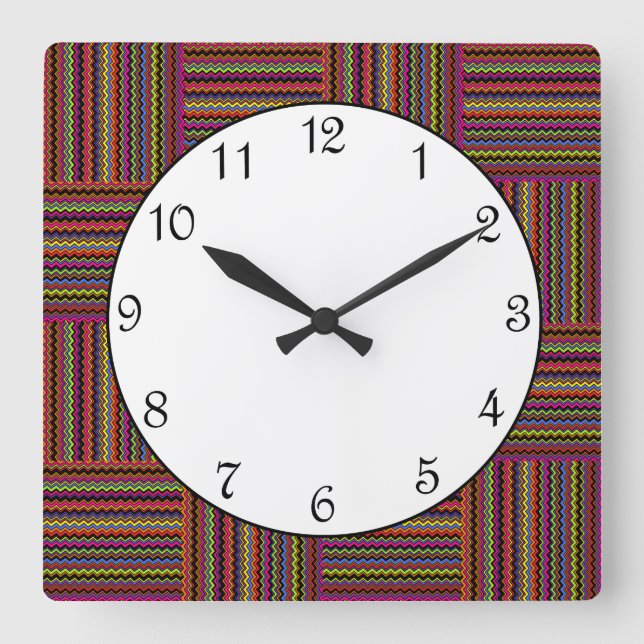Reloj Cuadrado Tejido de Raya Zig Zag (Anverso)