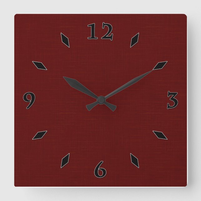 Reloj Cuadrado Tejido rojo oscuro, rojo-marrón. (Anverso)