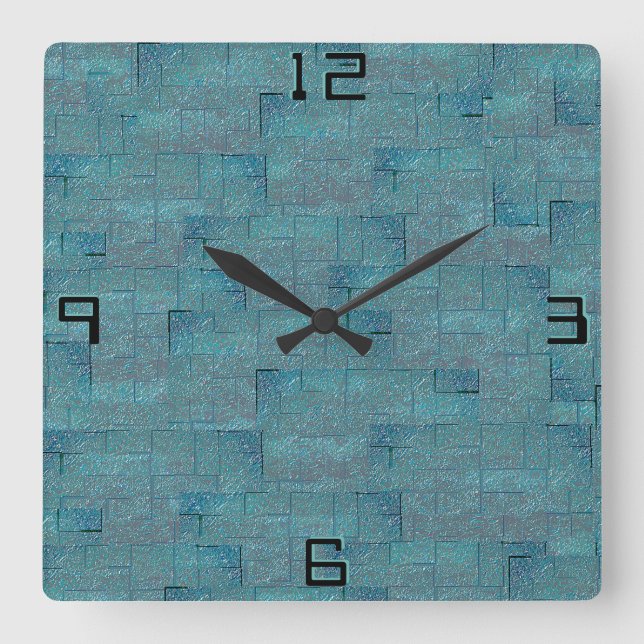 Reloj Cuadrado Tejidos de mosaico en forma de textura de cian a g (Anverso)
