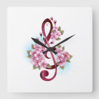 Tejidos musicales notas de colores con flores de S