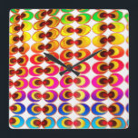 Reloj Cuadrado Tejidos psicodélicos<br><div class="desc">tejido psicodélico</div>