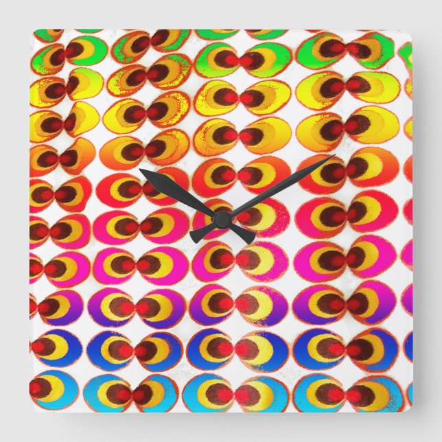 Reloj Cuadrado Tejidos psicodélicos (Anverso)