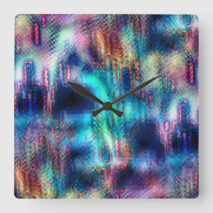 Reloj Cuadrado Tela gruesa texturada, color azul a color quemado