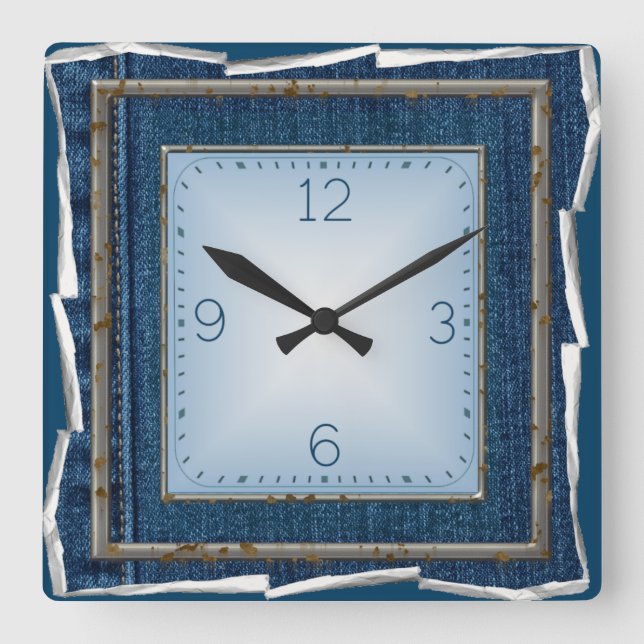 Reloj Cuadrado Tela vaquera (Anverso)