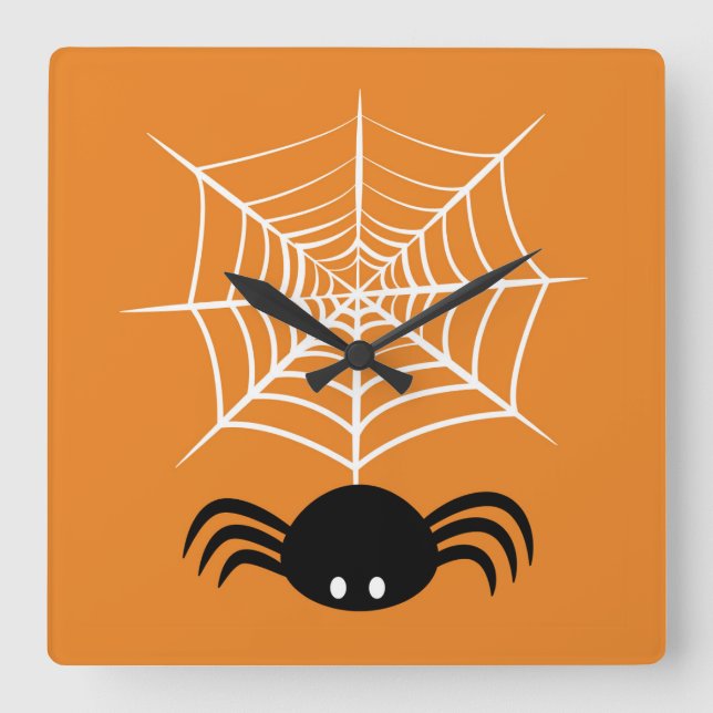 Reloj Cuadrado Telaraña de Halloween  (Anverso)