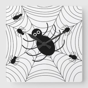 Reloj Cuadrado Telaraña Negra de Halloween