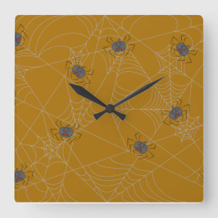 Reloj Cuadrado telaraña y calabazas de Halloween