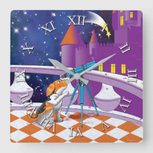 Reloj Cuadrado telescopio del perro