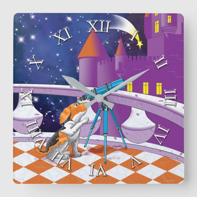 Reloj Cuadrado telescopio del perro (Anverso)