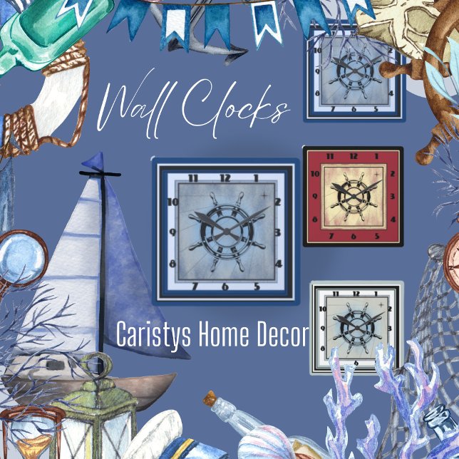 Reloj Cuadrado Tema Náutico Azul (Subido por el creador)