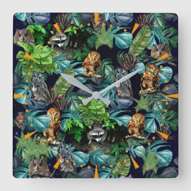 Reloj Cuadrado Temas de celebración de fiestas nocturnos (Anverso)