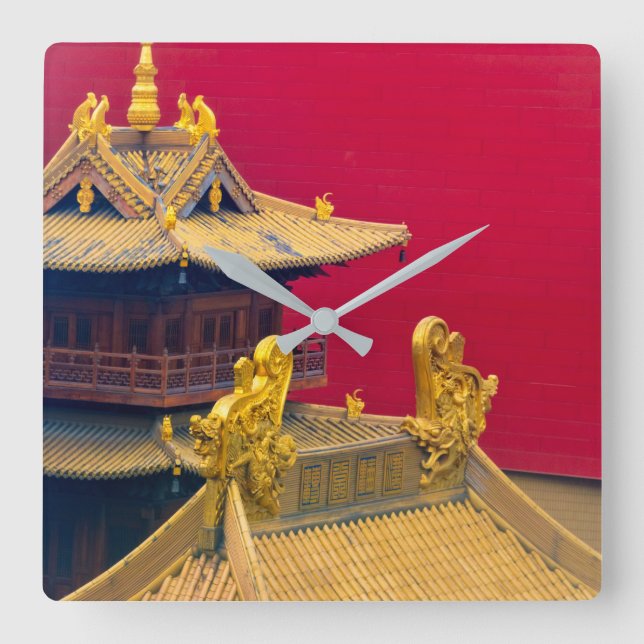 Reloj Cuadrado Templo Jing'an, Shanghai, China (Anverso)