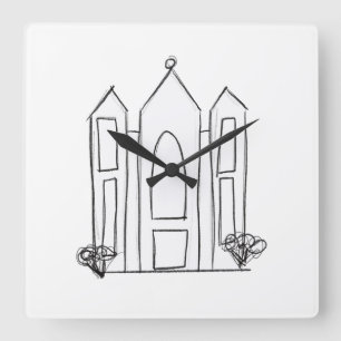 Reloj Cuadrado Templo LDS Salt Lake City simple mormón moderno
