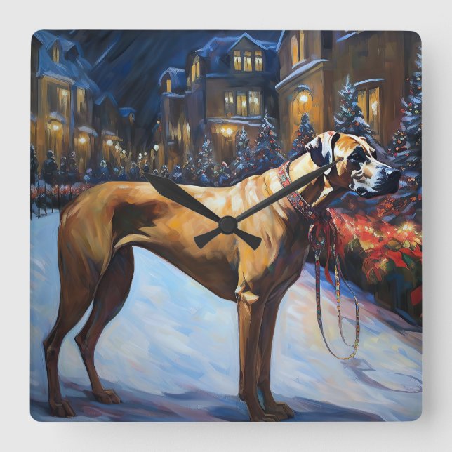 Reloj Cuadrado Temporada festiva de los Navidades Ridgeback Rhode (Anverso)