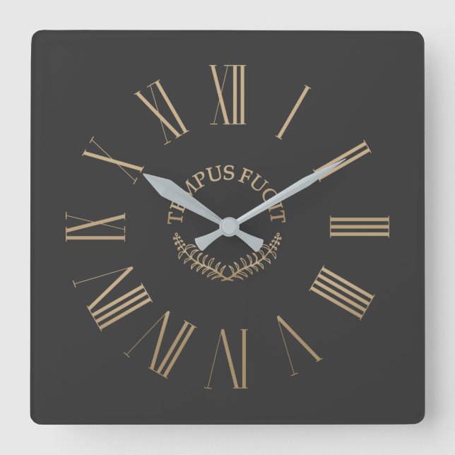 Reloj Cuadrado Tempus Fugit Black Acrylon Wall Clock (Anverso)