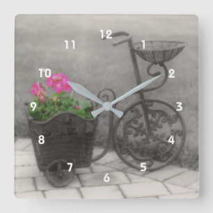 Reloj Cuadrado Tenedor antiguo de la flor de la bicicleta
