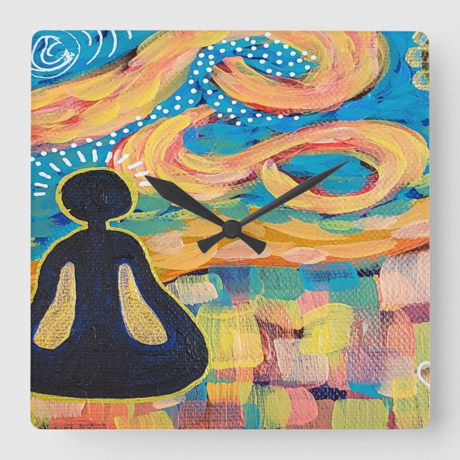 Reloj Cuadrado Tenga en cuenta la meditación del arte del yoga (Anverso)