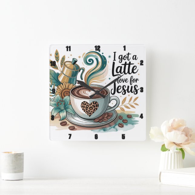 Reloj Cuadrado Tengo un Amor Latte por Jesús (Hogar)