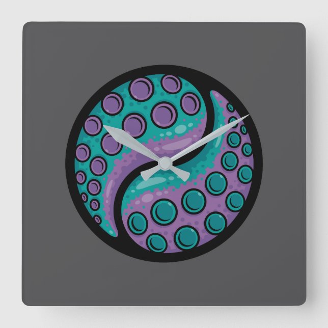 Reloj Cuadrado Tentacle Yin Yang (Anverso)