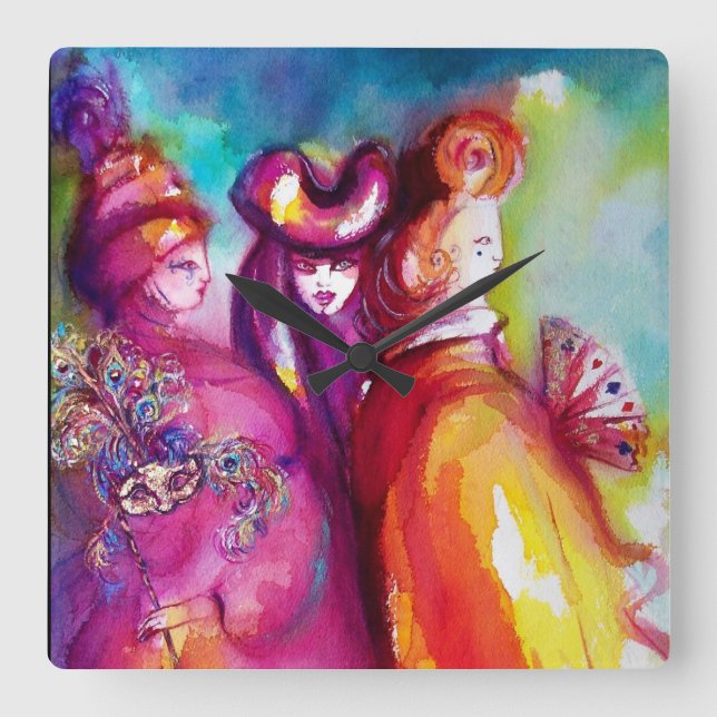 Reloj Cuadrado TERCERA MÁSCARA / Mascarada veneciana (Anverso)