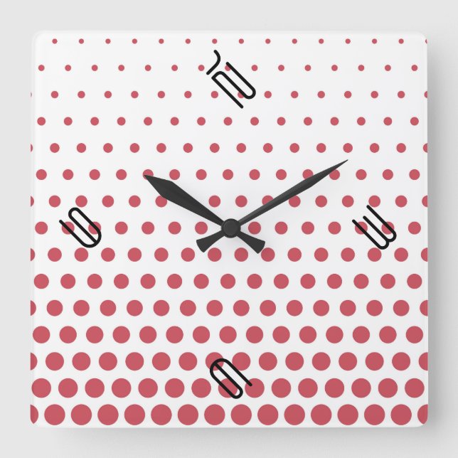 Reloj Cuadrado Terra Cotta Polka Dot Blanco moderno (Anverso)