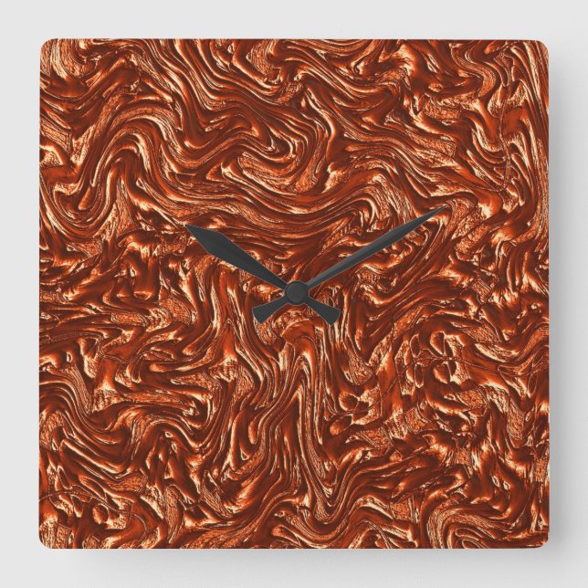 Reloj Cuadrado Terracota marrón texturizada (Anverso)