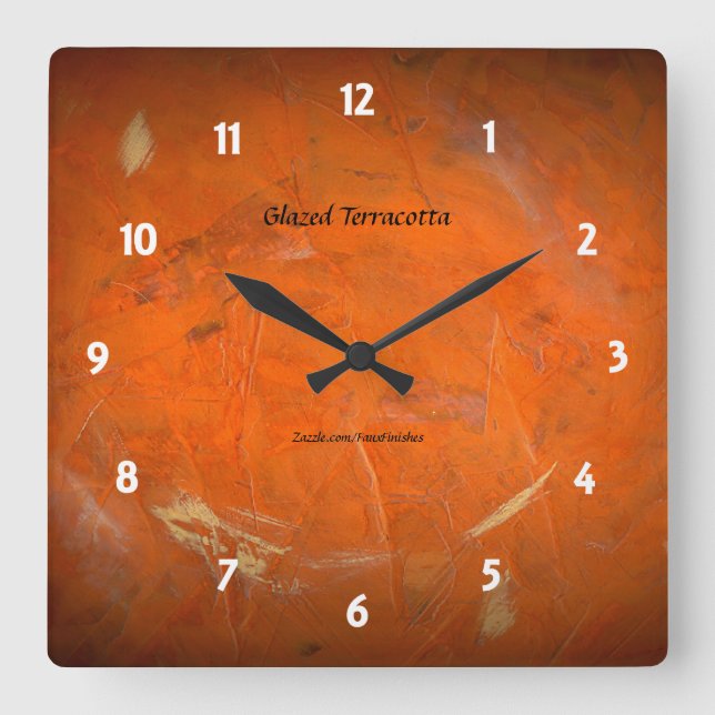Reloj Cuadrado Terracota vidriada (Anverso)