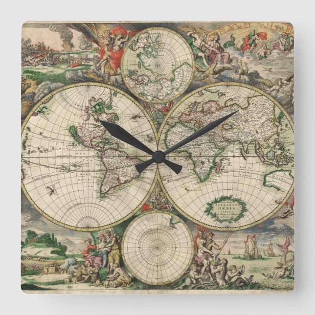 Reloj Cuadrado Terrarum Orbis Tabula (Anverso)