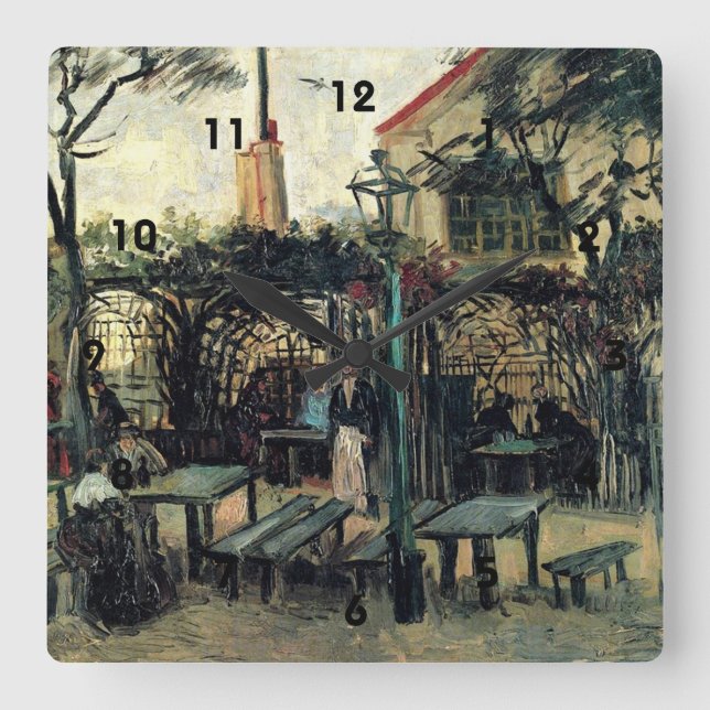 Reloj Cuadrado Terraza de un café en Montmartre La Guinguette (Anverso)