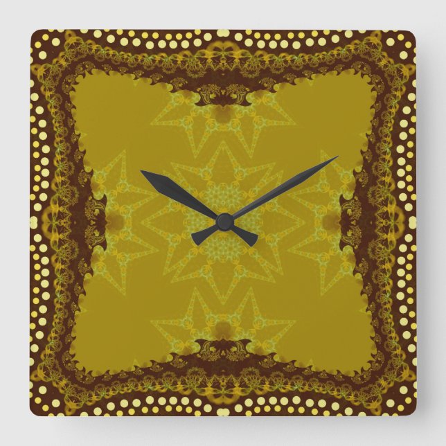 Reloj Cuadrado Terrestre Tribal Forest Wall Clock (Anverso)