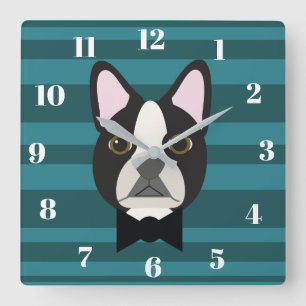 Reloj Cuadrado Terrier de Boston